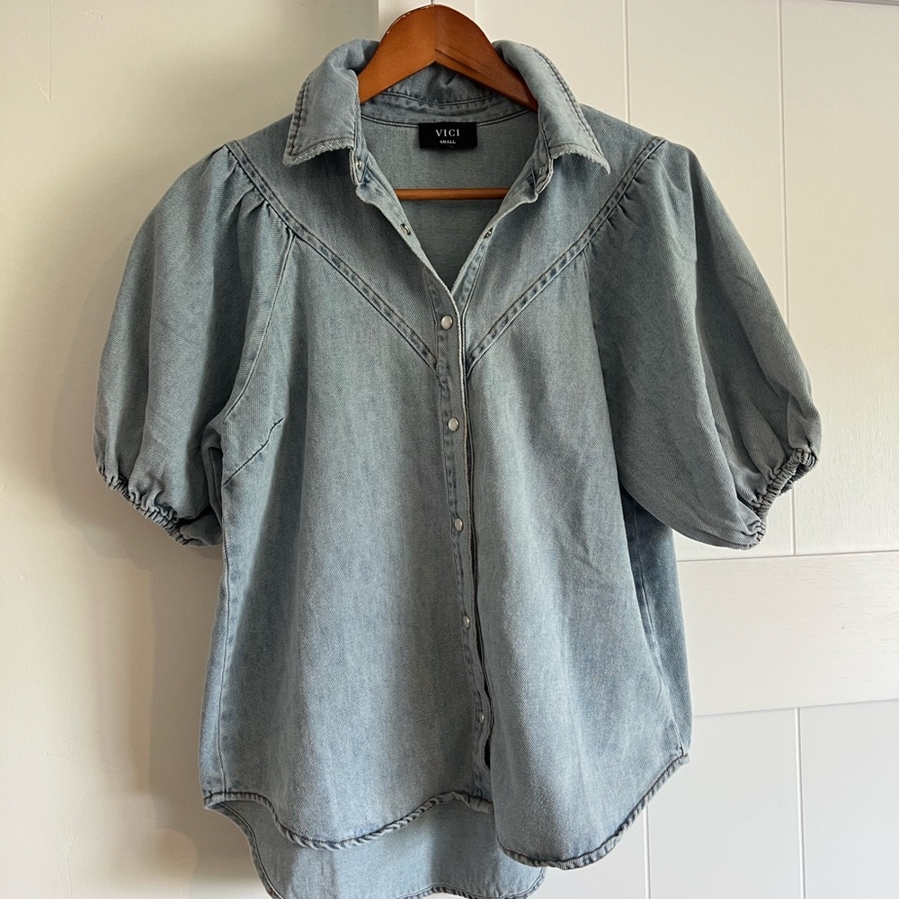 VICI Light Blue Denim Blouse